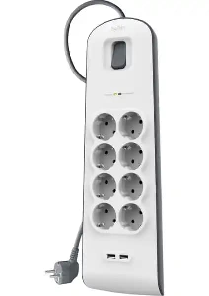 Belkin BSV804VF2M Güç ve Güvenlik Bir Arada Yüksek Performanslı Priz