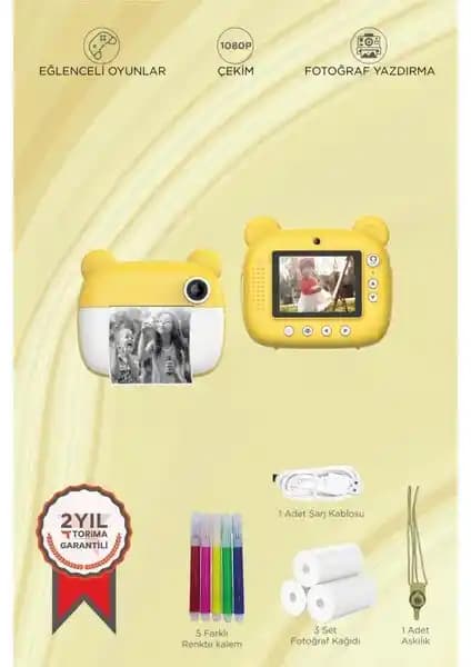 Çocuklar İçin Kullanıcı Dostu Dijital Fotoğraf Makinesi ve Anında Baskı Özelliği