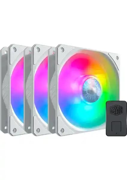 Cooler Master Masterfan SickleFlow White 120MM ARGB LEDli yüksek performanslı ve estetik bilgisayar fanı