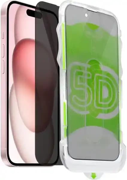 Fibaks Gizlilik Filtreli Kırılmaz Cam Ekran Koruyucu Apple iPhone 15/14/16 için