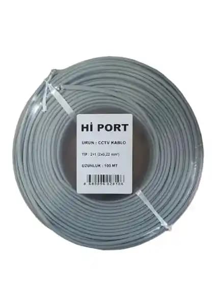 Hi Port 2+1 2x0.22 mm Folyolu Lüks CCTV Kamera Kablosu 100 Metre Uzunlukta Güvenlik Sistemleri İçin