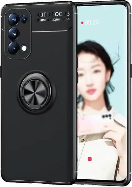 KNY Oppo Reno 5 Yüzüklü Manyetik Silikon Kılıfı Güçlü Koruma ve Şık Tasarım Sunar