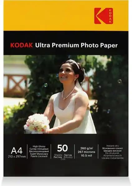 Kodak A4 Parlak Inkjet Fotoğraf Kağıdı 260 Gram Yüksek Kaliteli ve Dayanıklı Baskılar İçin