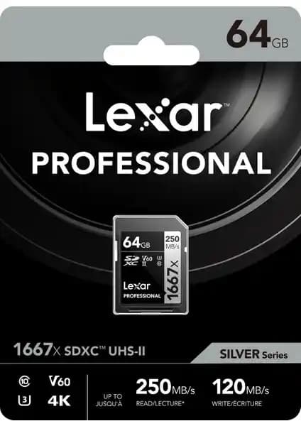 Lexar 64GB 1667X SDXC UHS-II Hafıza Kartı Profesyonel Performans ve Yüksek Hızlı Veri Transferi