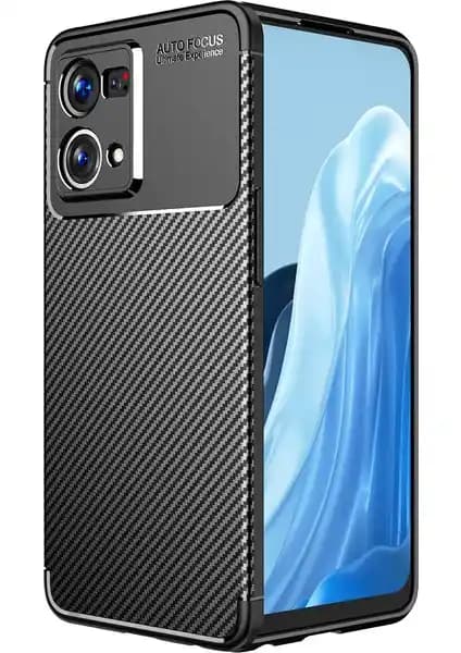 Oppo Reno 7 için Karbon Desenli Lux Negro Kılıf Şık ve Yüksek Koruma Sağlayan Tasarım