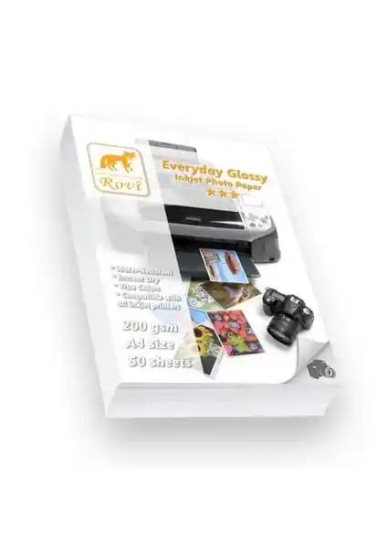 Rovi Everyday Parlak Fotoğraf Kağıdı 200g A4 50 Yaprak Yüksek Kalite ve Ekonomik Çözüm
