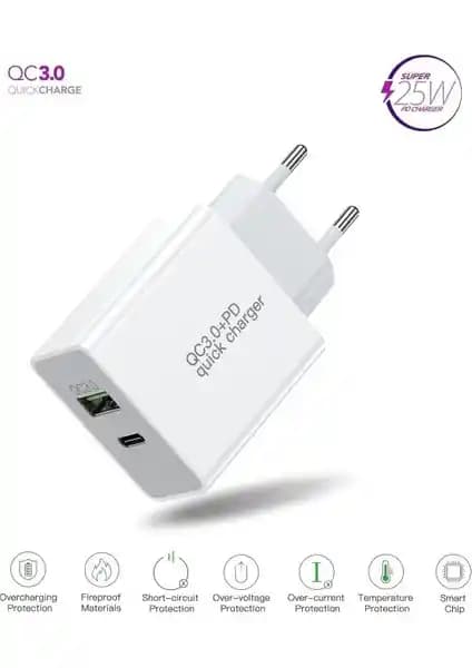 Samsung Galaxy Uyumlu 25W Hızlı Çoklu Şarj Adaptörü - Güçlü ve Güvenilir Performans