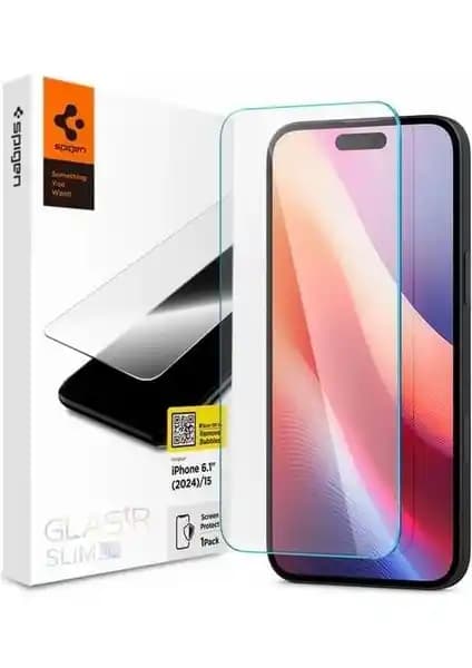 Spigen iPhone 15 ve 16 Uyumlu Cam Ekran Koruyucu GLAS.tR Slim HD Güvenilir ve Şık Tasarım