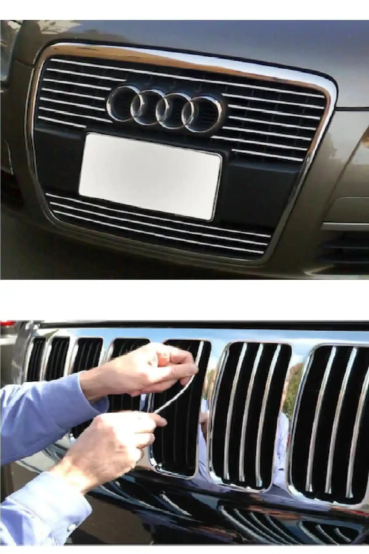 3D Araç İçi Dışı Geçmeli Nikelaj Çıta Koruyucu U Tipi Siyah Tasarım