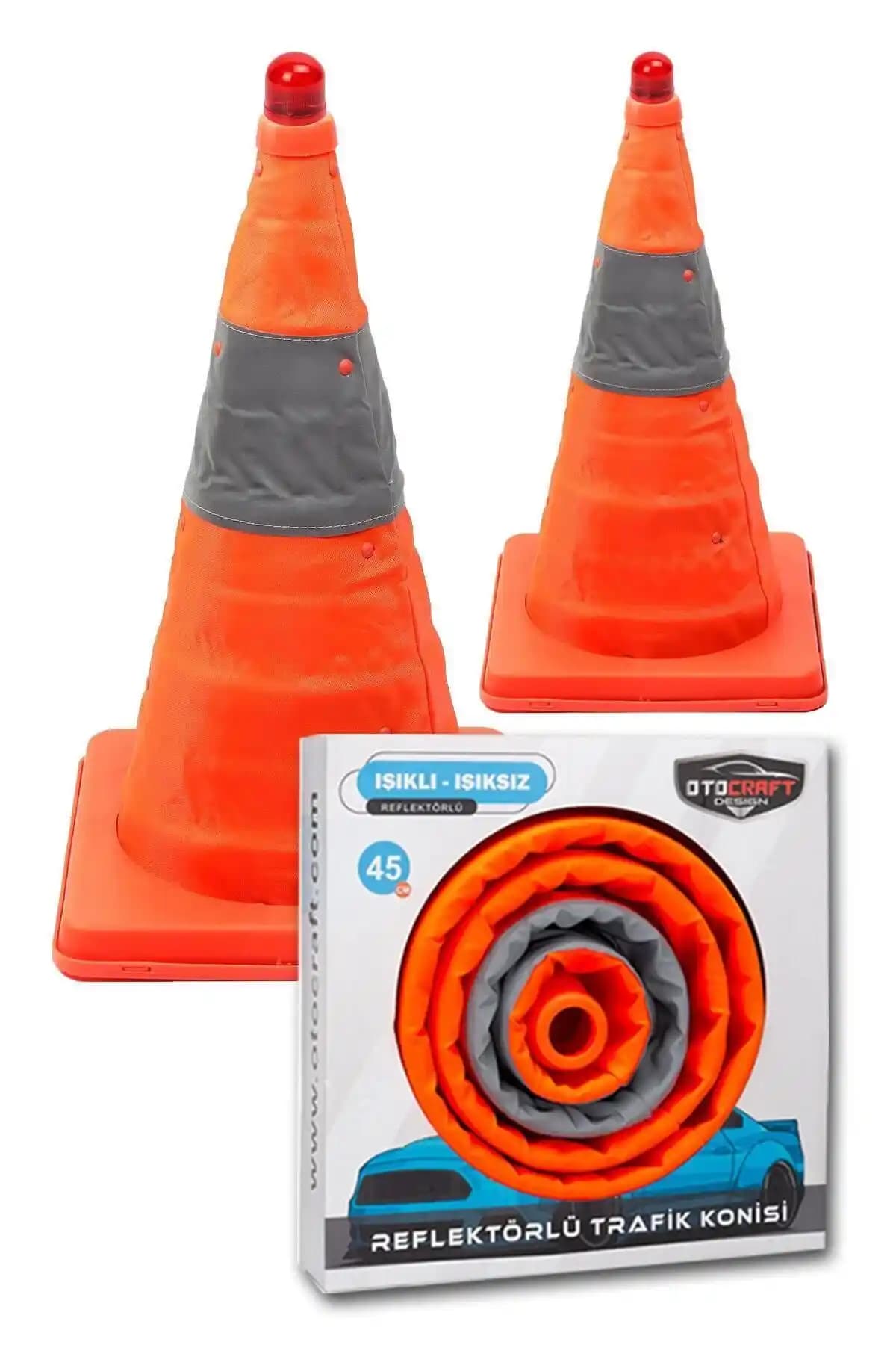 Genel Markalar Katlanır Reflektörlü Işıklı Trafik Konisi Güvenlik ve Kullanım Kolaylığı