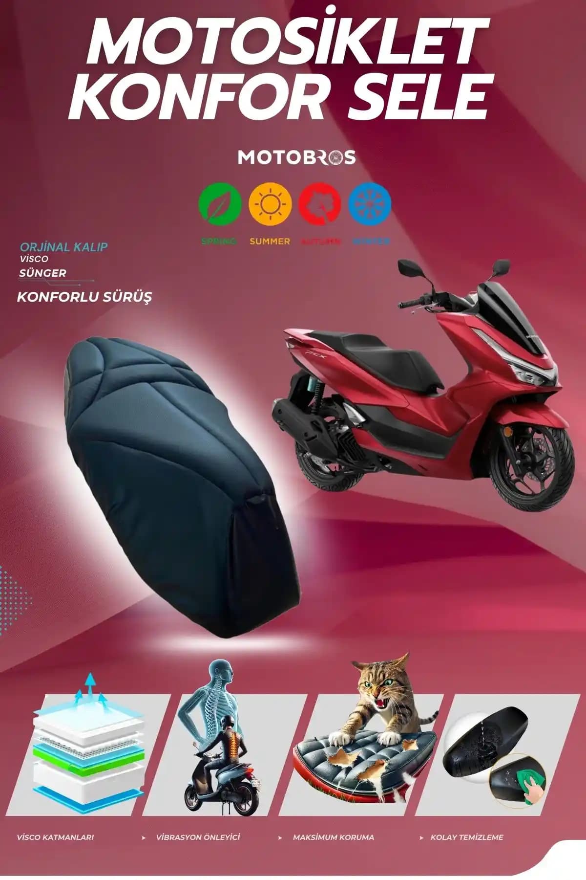 Motobros Honda Pcx İçin Özel Kalıp Visco Süngerli Ultra Konforlu Sele Tanıtımı