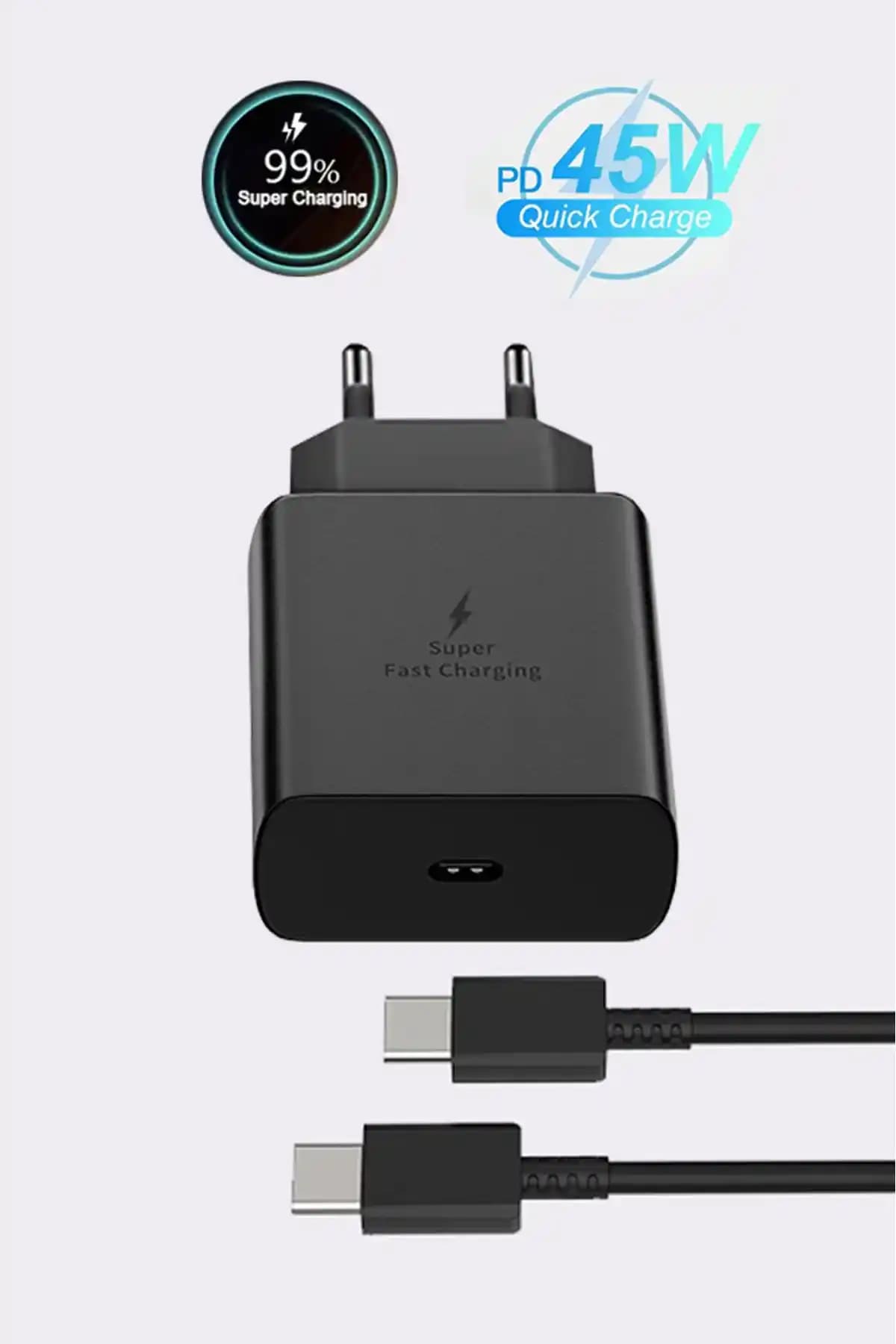 Samsung Galaxy S23 ve S24 Serisi İçin 45W Turbo Hızlı Şarj Aleti Seti Güçlü ve Güvenilir