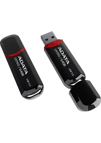 Adata UV150 64GB USB3.0 Siyah USB Bellek: Yüksek Hız ve Dayanıklılık Sunar