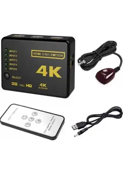 Alfais 4775 HDMI Switch 5 Port Çoklayıcı ile Çoklu Bağlantı ve Yüksek Kalite Çözüm