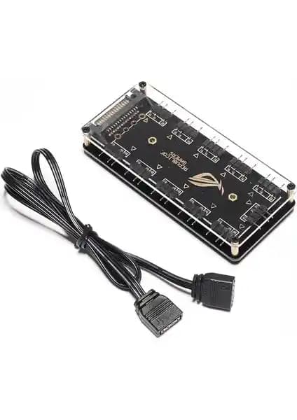Alfais 4847 ARGB RGB LED Çoklayıcı: 11 Port, 5V SATA Güç ve Çoklu Fan Bağlantısı