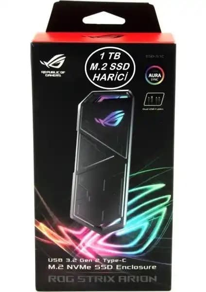 Asus ROG Strix Arion 1TB NVMe USB-C Harici SSD Yüksek Hızlı ve Dayanıklı Tasarım
