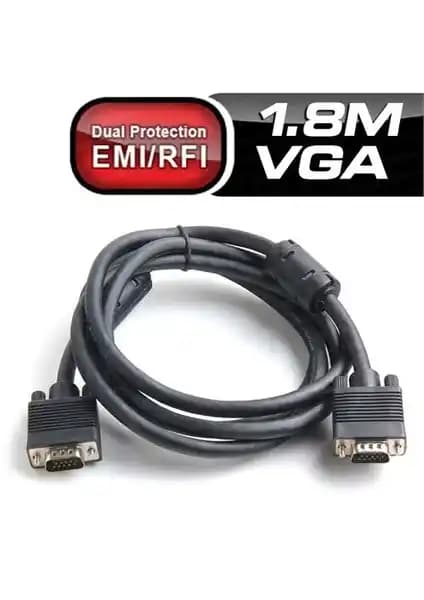Dark 1.8m Ferrit Core EMI/RFI Filtreli VGA Monitör Kablosu Yüksek Kalite ve Dayanıklılık