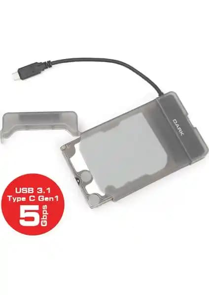 Dark Storex E210 2.5 inç USB 3.1 Type-C Disk Kutusu Yüksek Hızlı ve Güvenli Veri Aktarımı
