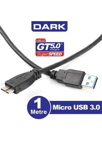 Dark USB 3.0 Micro B 1 Metre Harici Disk Kablosu Yüksek Performans ve Güvenilirlik