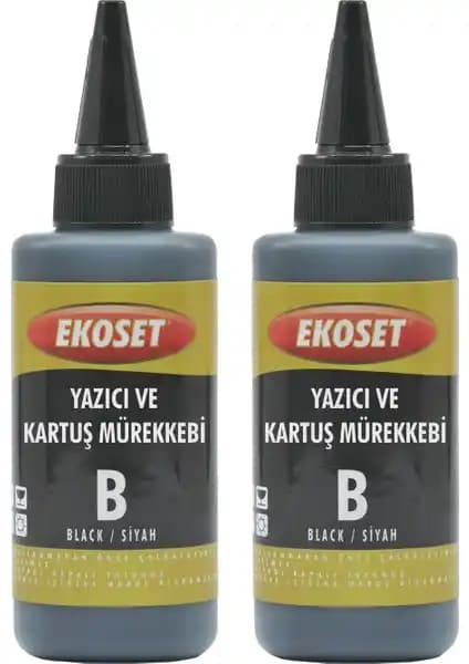 Ekoset Canon ve Tanklı Yazıcı Siyah Mürekkep Seti 200ml Yüksek Kapasiteli ve Ekonomik