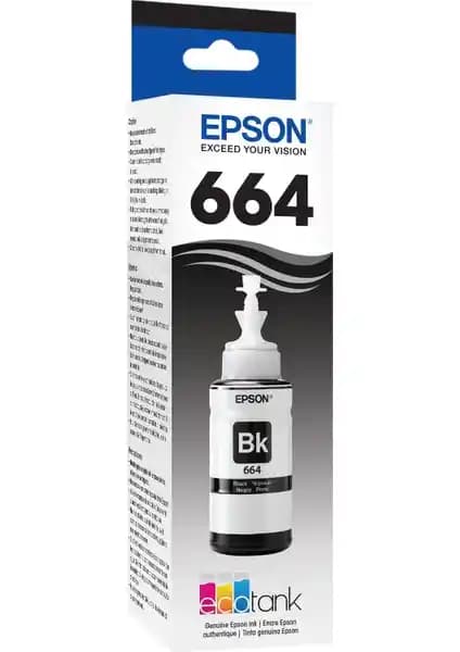 Epson T664 Siyah Mürekkep 70 ml EcoTank L Serisi Uyumlu Yüksek Kalite Kartuşu