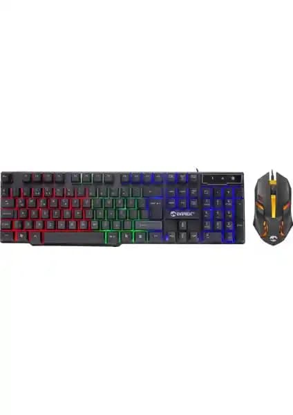 Everest KM-G77 X-Vayne Siyah USB Gökkuşağı Zemin Aydınlatmalı Gaming Oyuncu Klavye ve Mouse Seti