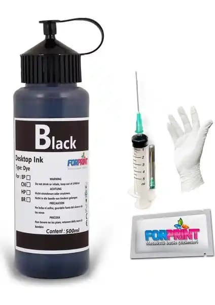 Forprint Epson Tanklı Yazıcılar İçin 664 Serisi Siyah Mürekkep 500ml Uyumlu ve Ekonomik