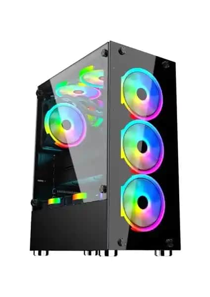GameForce Glass 6X120MM Rainbow Fanlı Oyuncu Kasası: Estetik ve Yüksek Performanslı Bilgisayar Kasa Seçeneği