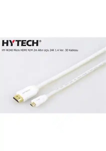Hytech Hy-W240 Mikro HDMI 24K Altın Uçlu 2 Metre Kablo Yüksek Performans ve Dayanıklılık