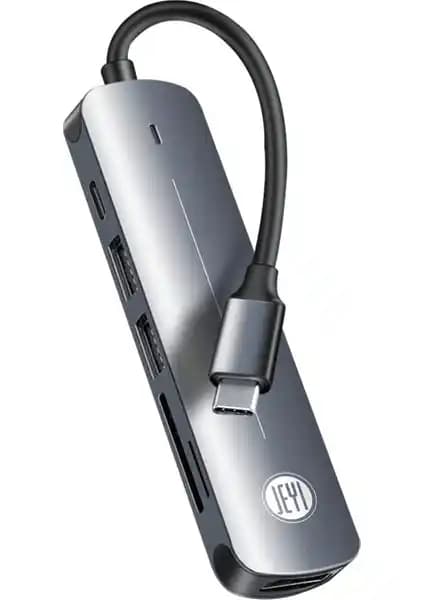 JEYI 6'lı Çok Fonksiyonlu Type-C Bağlantı ve Dönüştürücü Adaptörleri