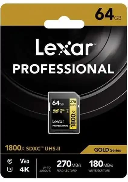 Lexar 64 GB Gold Serisi UHS-II SDXC Hafıza Kartı Yüksek Performans ve Güvenilirlik