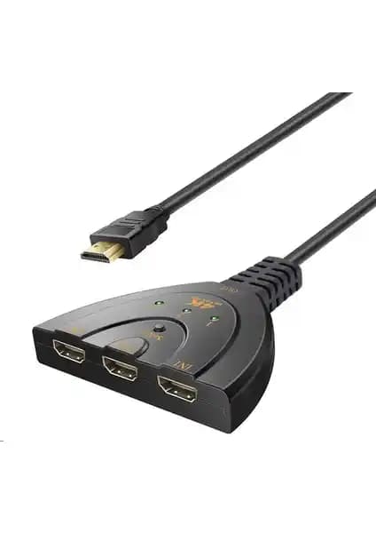 Onten HDMI 3 Port Switch Pigtail Kablolu 4K Ultra HD ve Otomatik Kaynak Seçimli Cihaz