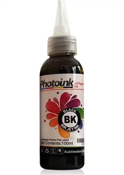 Photoink Siyah Süblimasyon Transfer Baskı Mürekkebi 100g Yüksek Kalite ve Dayanıklılık
