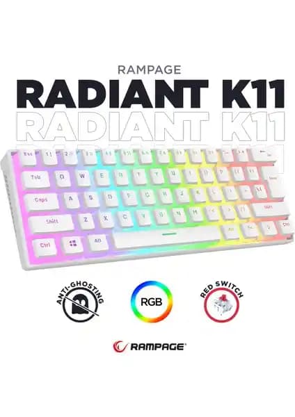 Rampage RADIANT K11 Beyaz Type-C Bağlantılı RGB Gaming Klavye Özellikleri ve Kullanıcı Yorumları