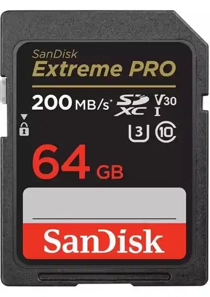 Sandisk Extreme Pro 64GB 200MB/S SDXC Hafıza Kartı Profesyonel Kullanım İçin Güvenilir Depolama Çözümü