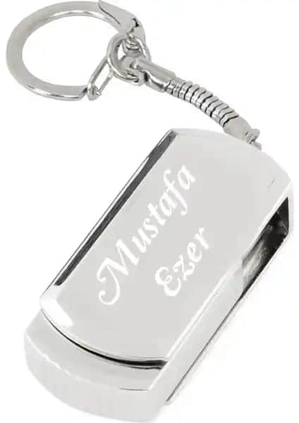 Sedef Silver Kişiye Özel 32 GB USB Flash Bellek Zincirli Anahtarlık Tasarımıyla Şık ve Pratik