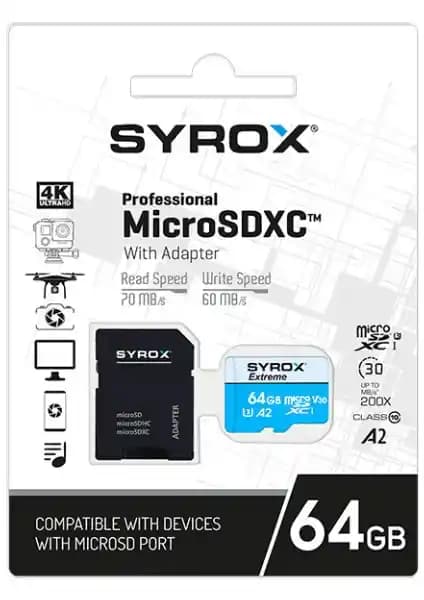 Syrox 64GB Micro SDHC Hafıza Kartı Güçlü ve Güvenilir Depolama Çözümü