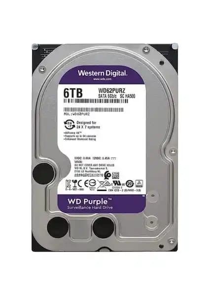 WD Purple 3,5'' 6TB Güvenlik Sistemleri İçin Yüksek Performanslı Depolama Diski