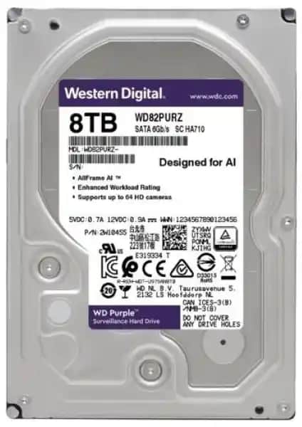 WD Purple 8TB 7200RPM SATA Sabit Disk Güvenlik ve Gözetim Sistemleri İçin Uygun