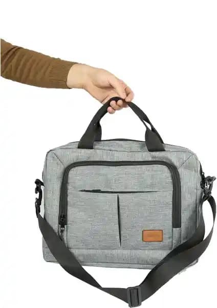 Woys Bags 15.6 inç gri evrak ve laptop çantası şık ve dayanıklı tasarım