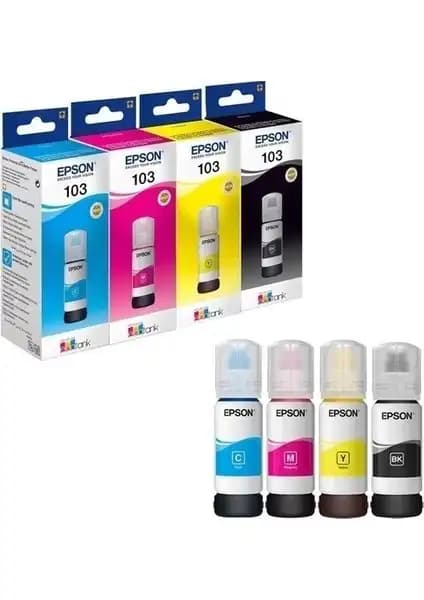 Epson EcoTank 103 Orijinal Mürekkep Seti 4 Renk 65 ml ile yüksek kaliteli ve ekonomik baskı