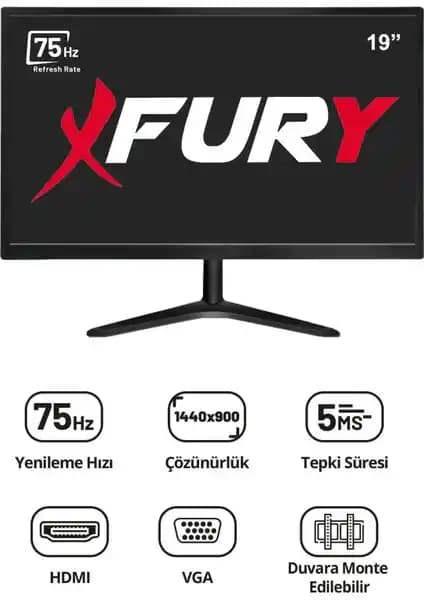 Fury 19 İnç Geniş Ekran LED Monitör ile Yüksek Performans ve Çok Yönlü Kullanım