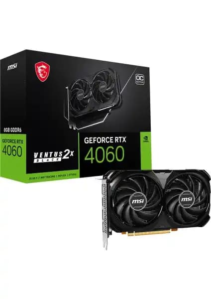 MSI RTX 4060 VENTUS 2X BLACK 8G OC Grafik Kartı Yüksek Performans ve Dayanıklılık Sunar