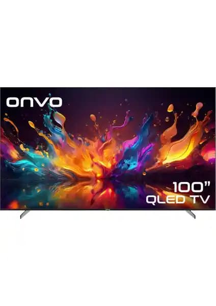 Onvo 100OVF9001UQ: 100 inç 4K QLED Google TV ve dahili uydu alıcısı ile içerik deneyimi