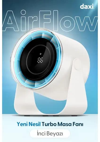 Daxi Airflow AF02 Yeni Nesil Şarjlı Turbo Masa Fanı ile Serinlik ve Konfor Artar