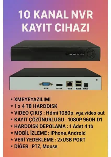 Linas 10 Kanal NVR IP Xmeye Kayıt Cihazı Güvenlik Çözümleri ve Özellikleri