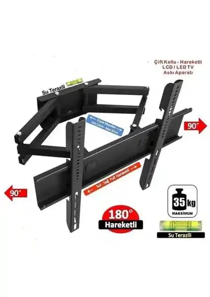 Achill 42-65 İnç Hareketli Çift Kollu LED TV Askı Aparatı Güvenli ve Esnek Montaj