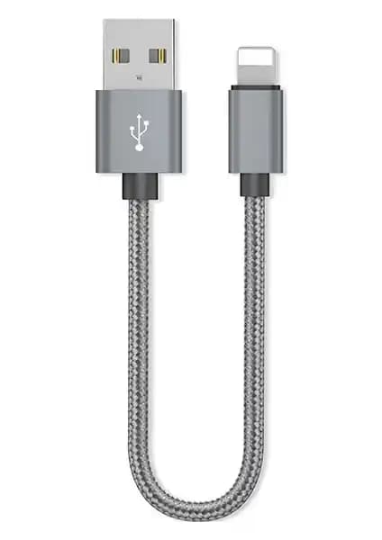 Ally Apple Lightning 3.0A Hızlı Şarj Kablosu Halat 20cm Gri - Dayanıklı ve Hızlı Şarj için Uygun