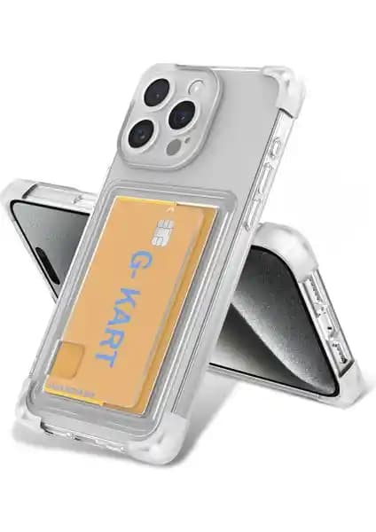 Apple iPhone 15 Pro için Airbag Tasarımlı Şeffaf Kartlıklı Kılıf Günlük Koruma ve Şıklık Sağlar