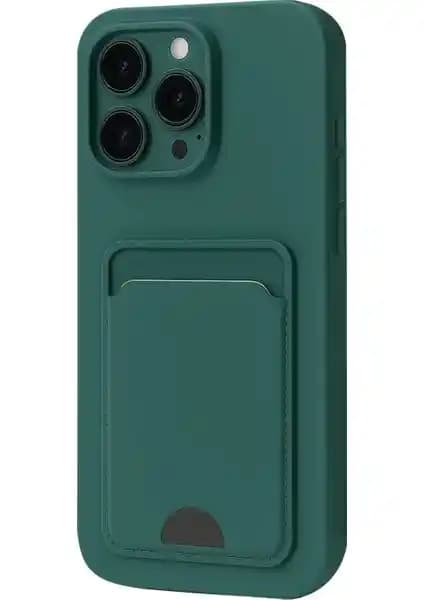 Apple iPhone 16 Pro için Şık ve Fonksiyonel Silikon Kılıf Kart Bölmeli Koruma